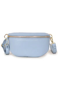 Small Azure Blue Italian Leather Sling Bag