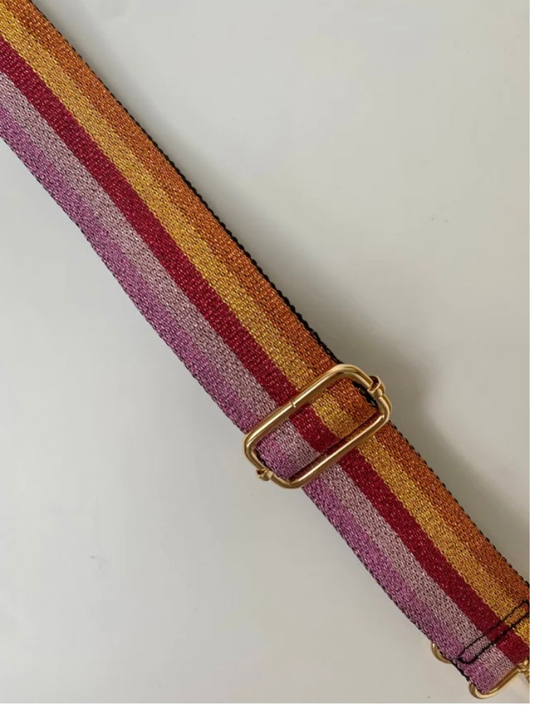Bag Strap - Red/Orange/Gold/Pink Glittery Stripe