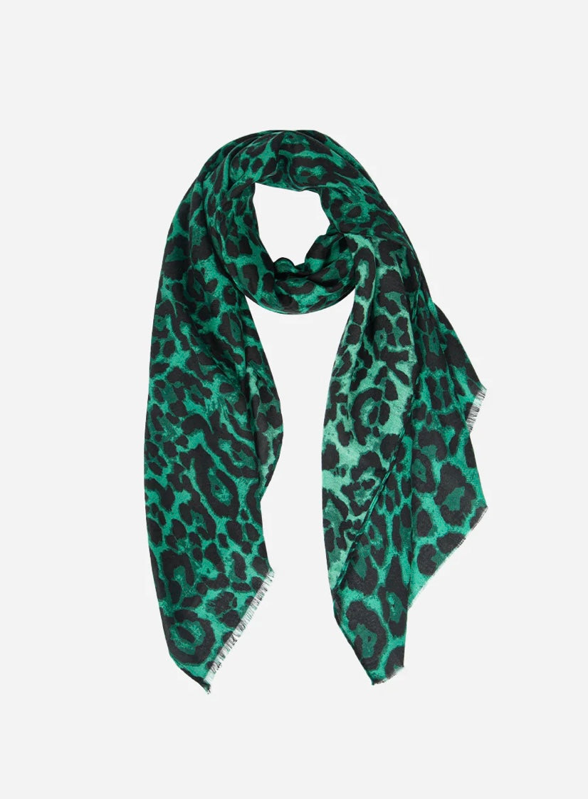 Green Leopard Print Scarf