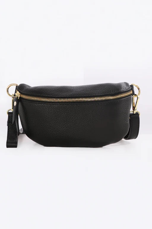 Small Black Italian Leather Sling Bag