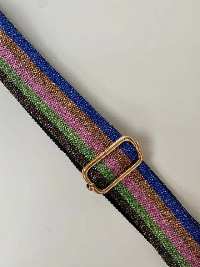 Bag Strap - Blue/Green/Pink/Black Glittery Stripe