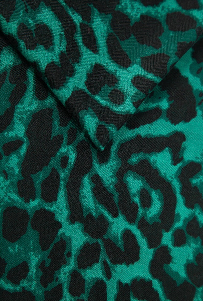 Green Leopard Print Scarf