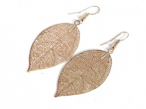 Large Filigree Leaf Earrings - More Colours Available
