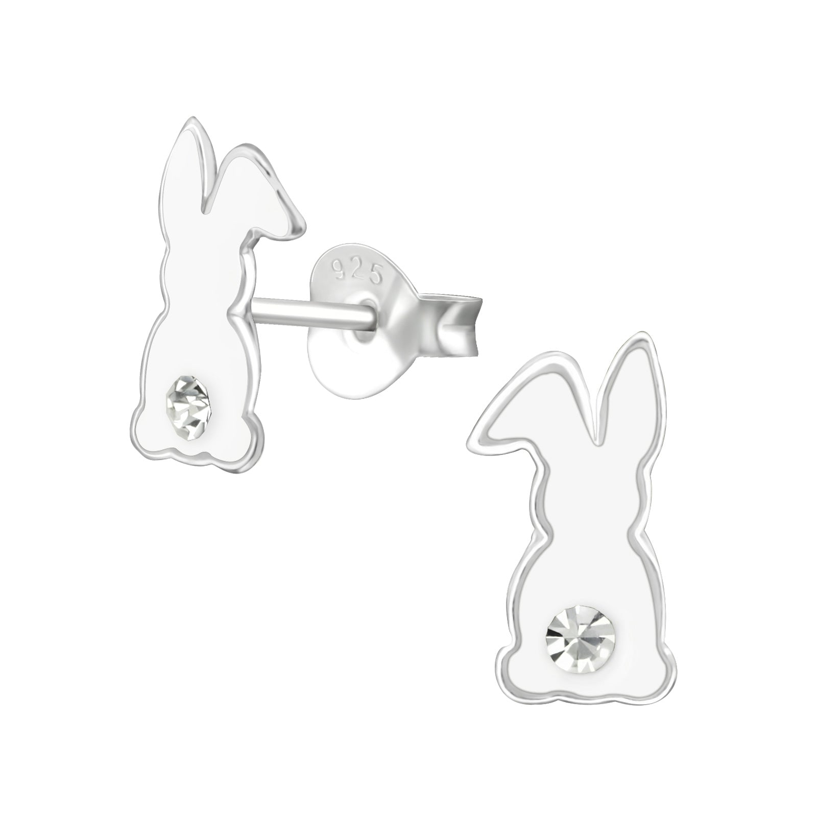 Children's Sterling Silver Crystal Bunny Studs