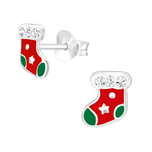 Sterling Silver Christmas Stocking Earrings