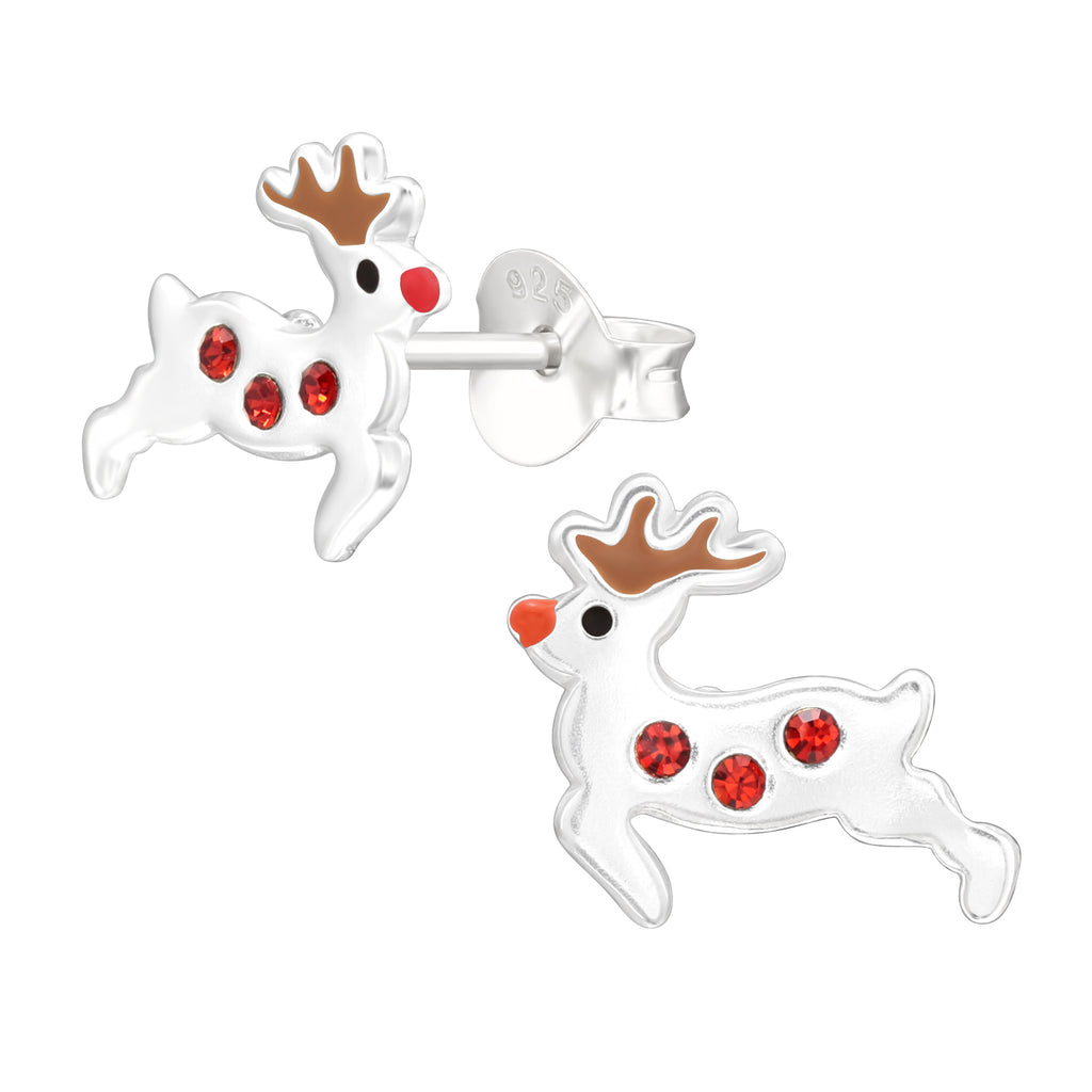 Sterling Silver Dancing Reindeer Earrings