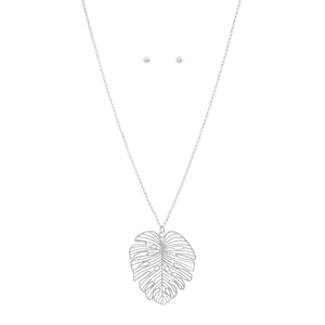 Tropical Longline Pendant Necklace and Earring Set (Available in Silver or Gold)