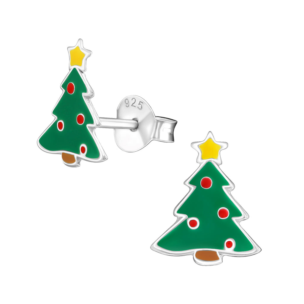Sterling Silver Christmas Tree Earrings
