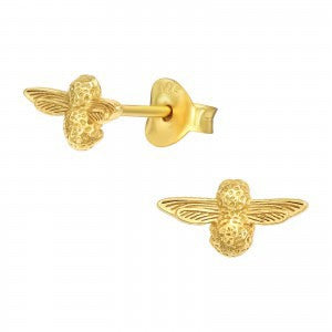Sterling Silver Gold Plated Bee Studs