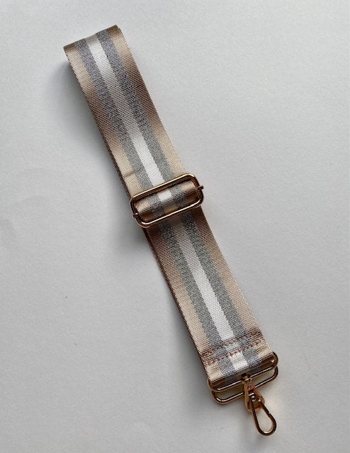Bag Strap - Taupe and Silver Stripe
