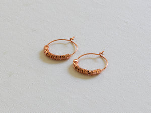 Rose Gold Clover Beaded Mini Hoop Earrings