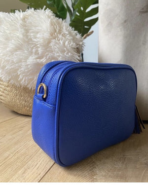Double Zip Cobalt Camera Crossbody Bag