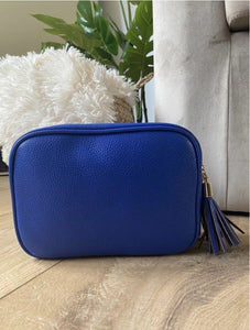 Double Zip Cobalt Camera Crossbody Bag