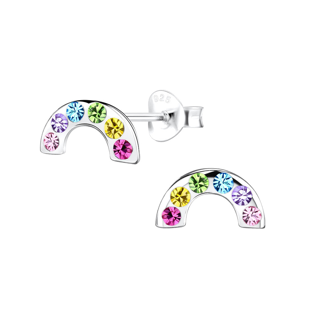Sterling Silver Colourful Crystal Rainbow Earrings