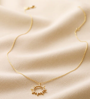 Crystal Sunburst Pendant Necklace - Gold