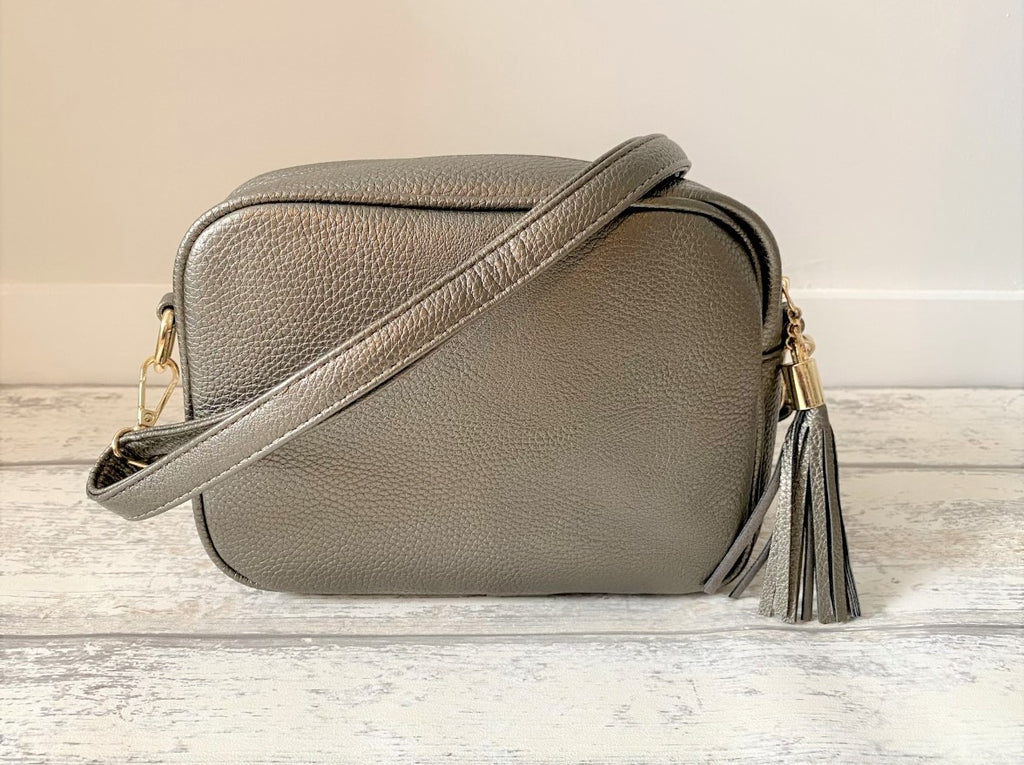 Gunmetal Grey Camera Crossbody Bag