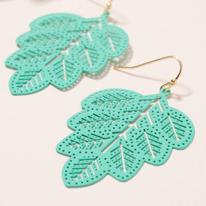 Leaf Dangle Earrings - Mint