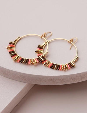 Beaded Hoop Earrings - More Colours Available