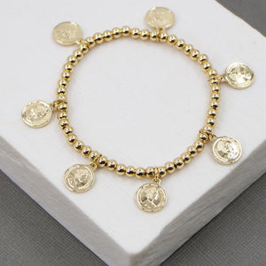 Multi Coin Stretch Bracelet - More Colours Available
