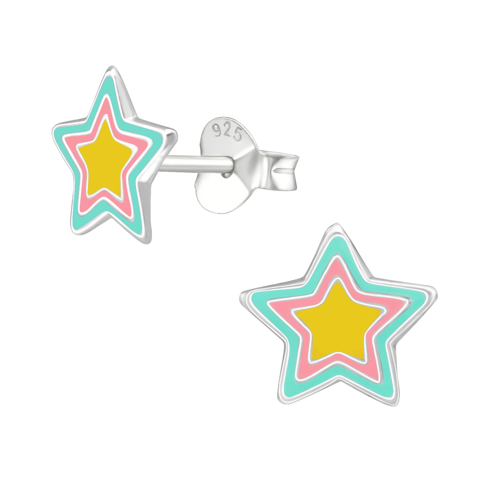 Children's Sterling Silver Pastel Star Earrings