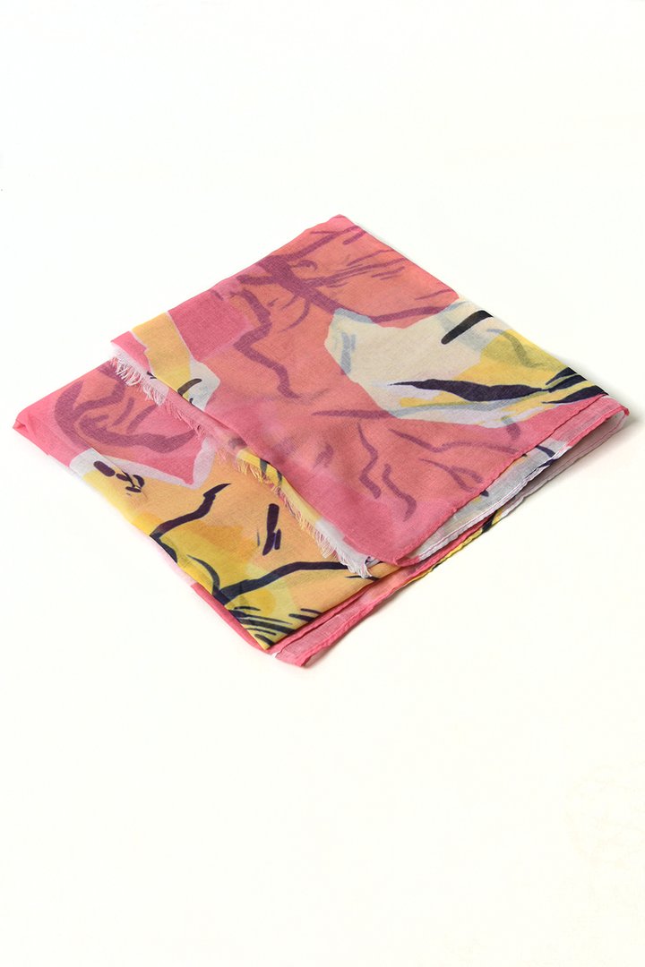 Pink and Yellow Print Scarf