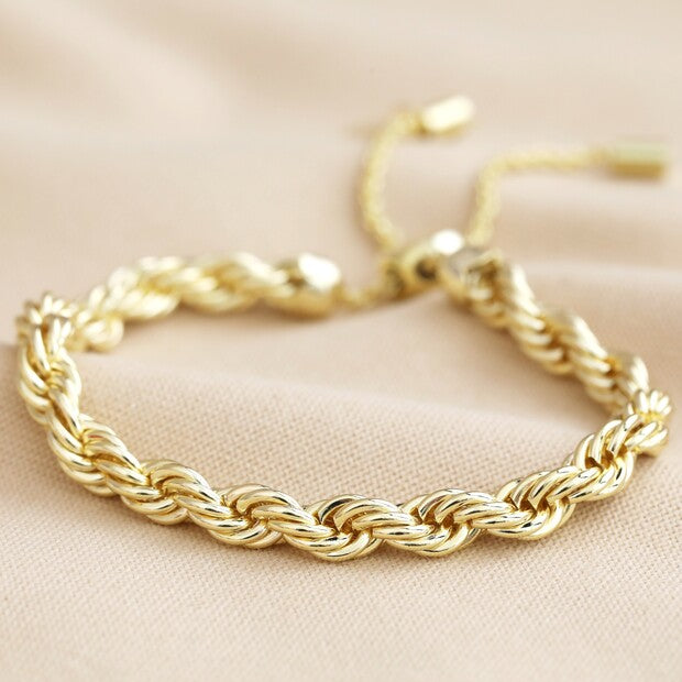 Gold Plaited Rope Chain Bracelet