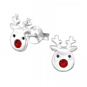 Sterling Silver Reindeer Face Earrings