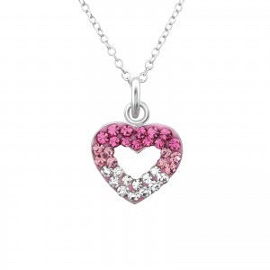 Children's Sterling Silver Heart Sparkle Necklace